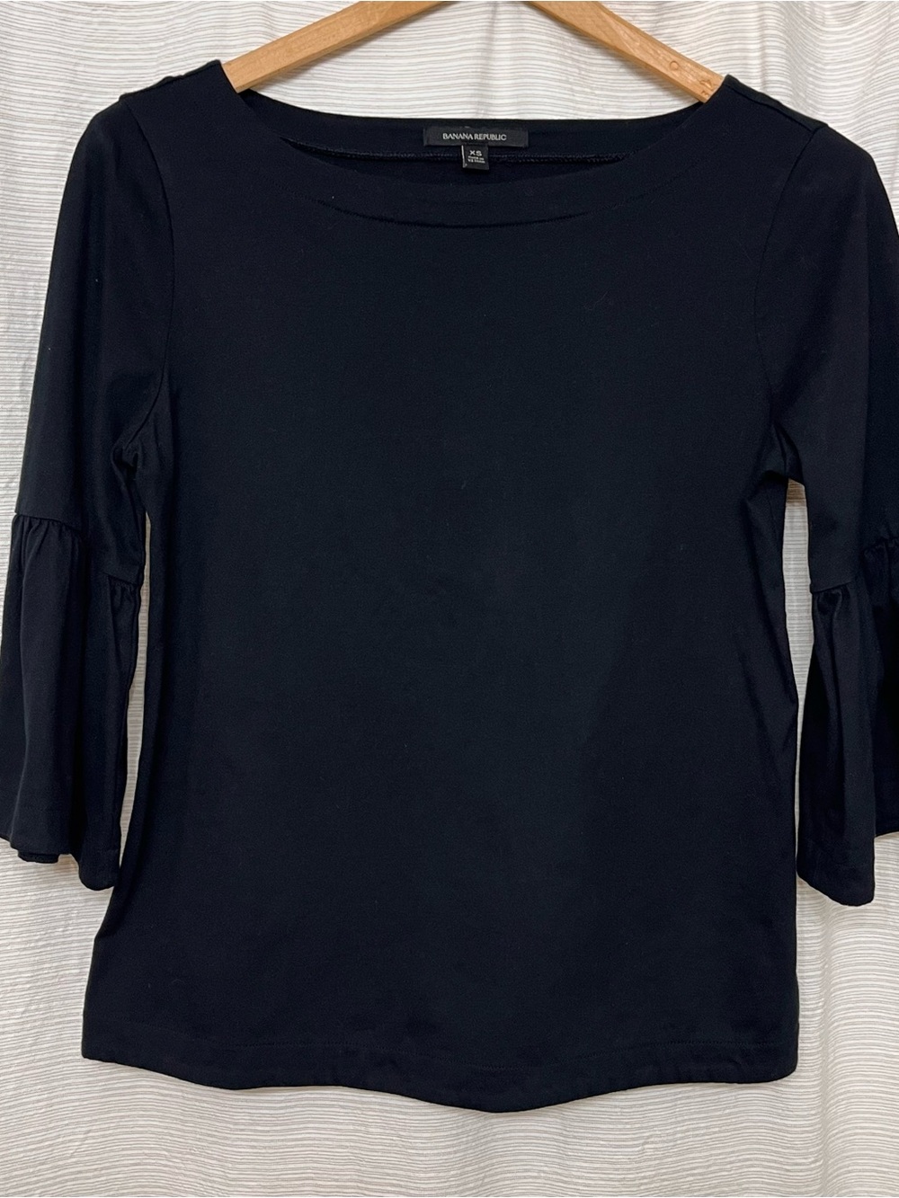 Banana Republic Black Ruffle-Sleeve Long Sleeve Top